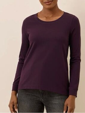 Pact Women’s Luxe Stretch Jersey Swing Long Sleeve Tee Berry Jam Purple Cotton